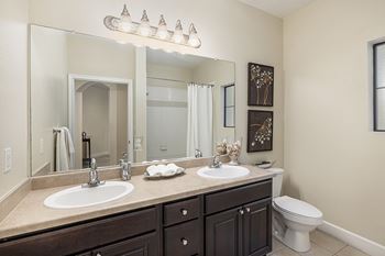 Dual sink vanities in master bathrooms - DeLayne at Twin Creeks